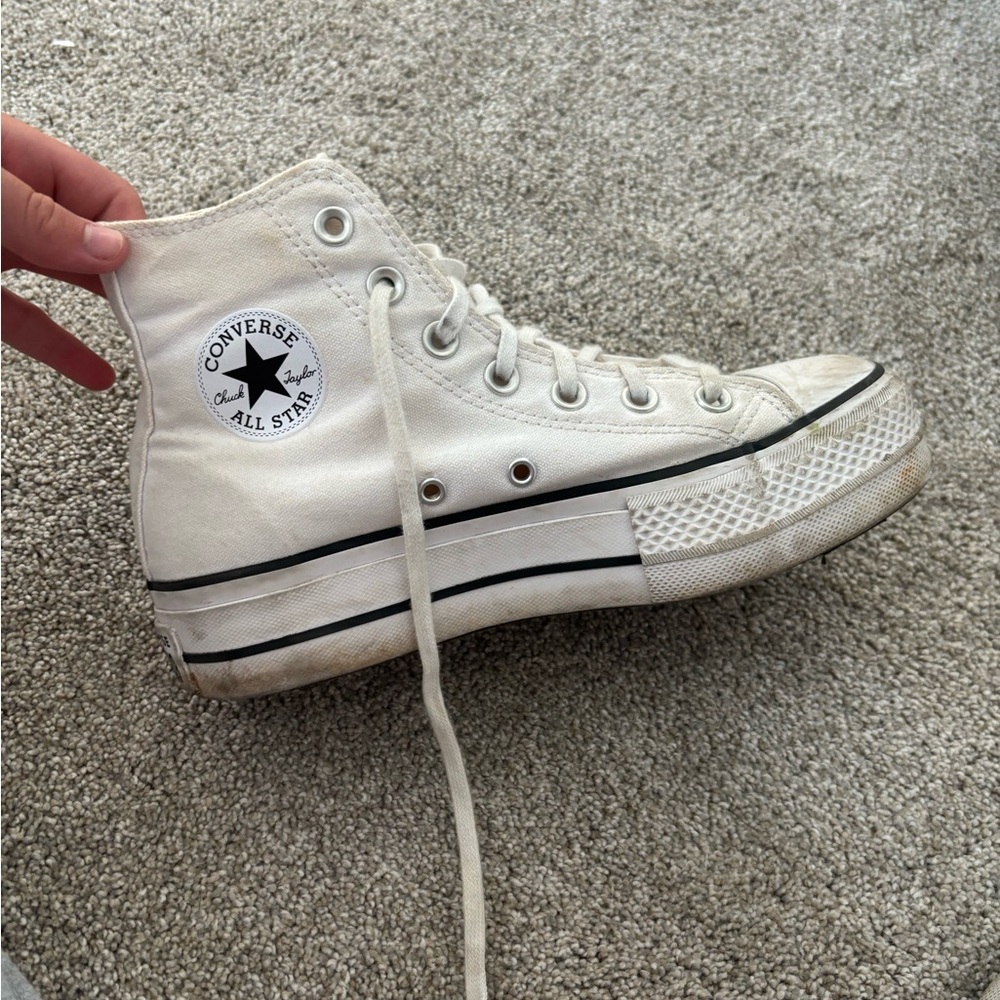 White high top platform converse
